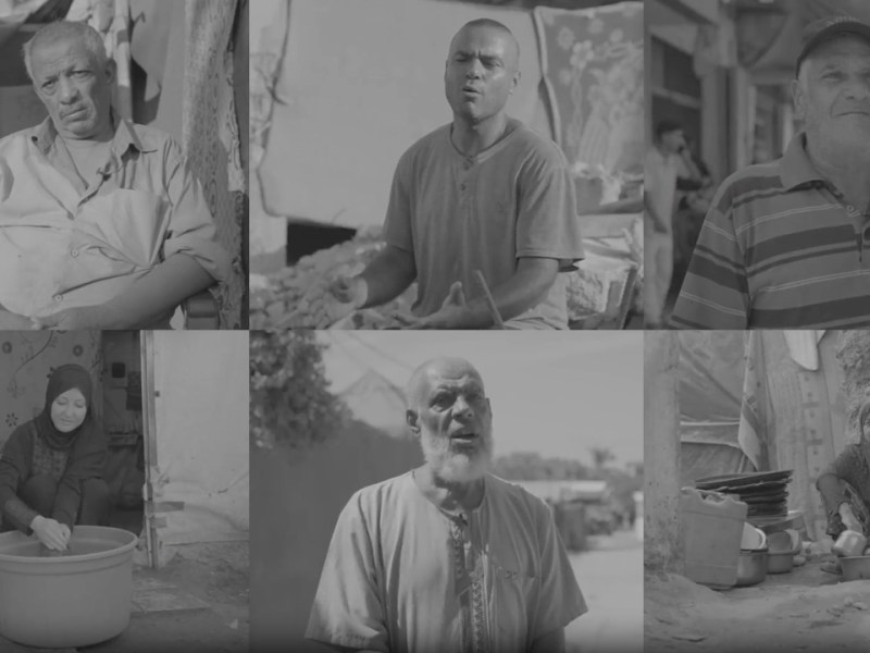 A collage of Palestinians speaking with The Real News about their experiences in the past year. Frames from video shot by Ruwaida Amer and Mahmoud Al Mashharawi